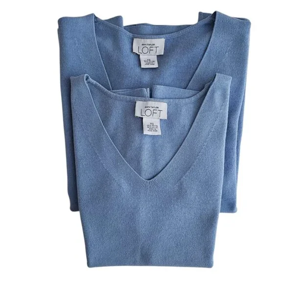 Ann Taylor Loft Cardigan & Sleeveless Top Set | Pre-Loved | XS | Bluish Gray - Picture 13 of 16